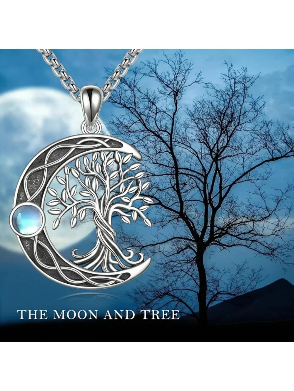 Women's Blue sterling Silver Abalone Knot Pendant Tree Of Life Necklace